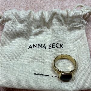 Anna Beck Gold Ring with Dark Stone